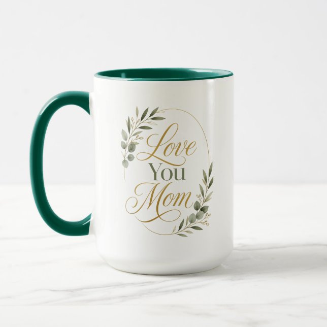 Mug Je t'aime maman anniversaire botanique (Gauche)