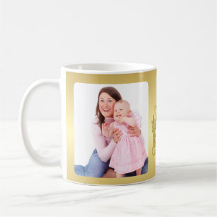 Mug Je t'aime Maman avec cœur en or et photos