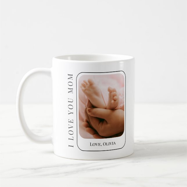 Mug Je t'aime Maman Bébé Photo Moderne Simple Fête des (Gauche)