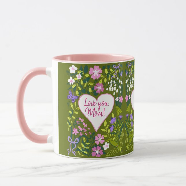 Mug Je t'aime maman cœur botanique mignon (Gauche)