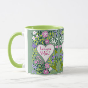 Mug Je t'aime maman cœur botanique mignon