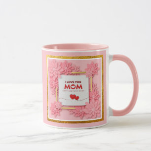 Mug Je t'aime maman Fête des mères floral et or