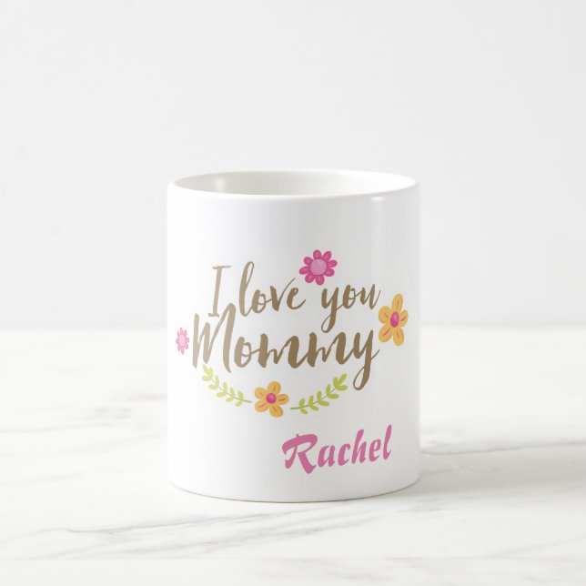 Mug Je t'aime maman fleurs personnalisent (Centre)