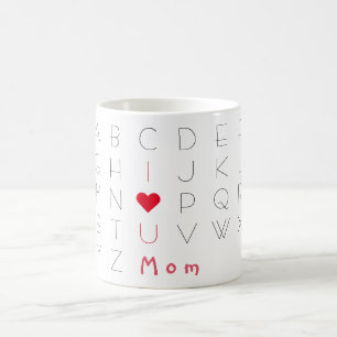 Mug Je t'aime Maman mignonne ABCD Mères Jour Anniversa