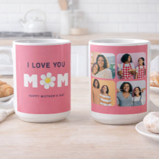 Mug Je t'aime, maman Photo de la fête des mères en for