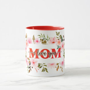 Mug "Je t'aime MAMAN" Roses aquarelles roses