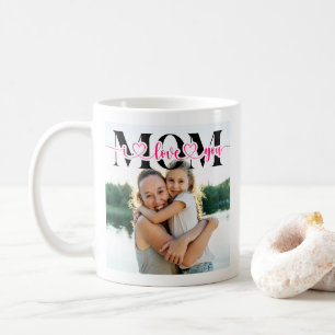 Mug Je t'aime maman typographie photo cœur