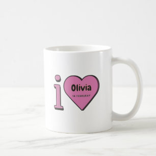 Mug Je t'aime Olivia, cadeau de la Saint Valentin pour