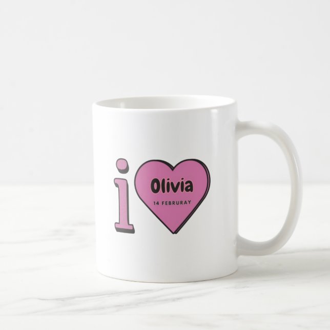 Mug Je t'aime Olivia, cadeau de la Saint Valentin pour (Droite)