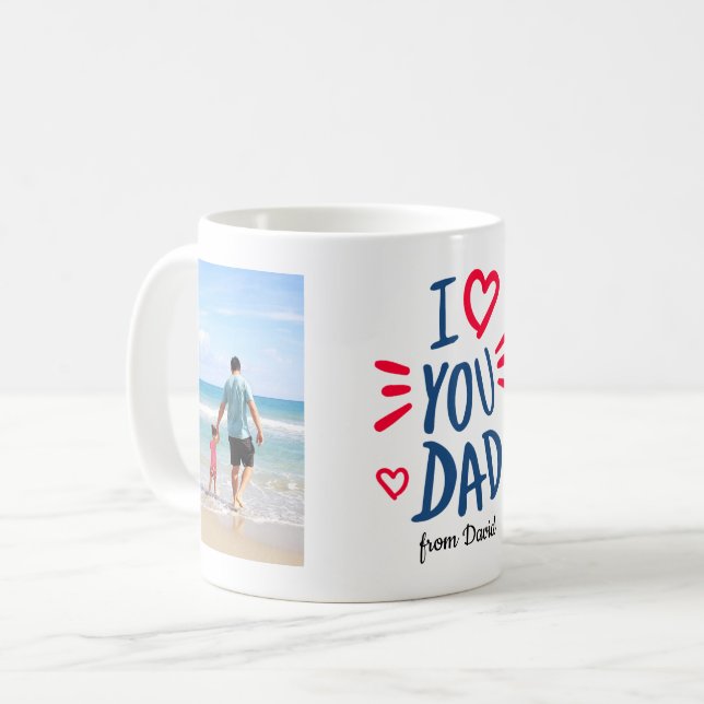 Mug Je t'aime Papa Photo Collage Cadeau Personnalisé  (Devant gauche)
