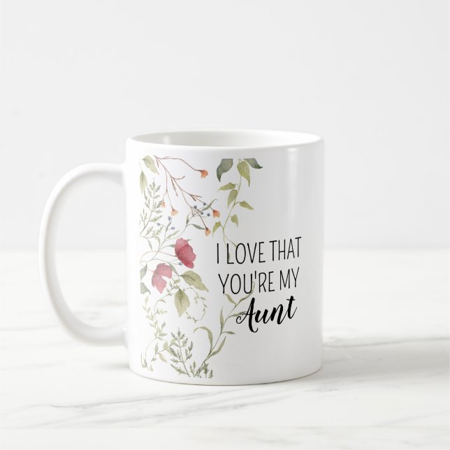 Mug Je t'aime parce que tu es ma tante Fleur cadeau (Gauche)