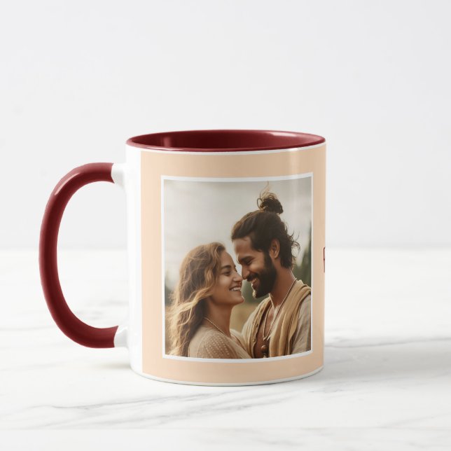 Mug Je t'aime Photos Moderne Peach C33 & Blanc (Gauche)