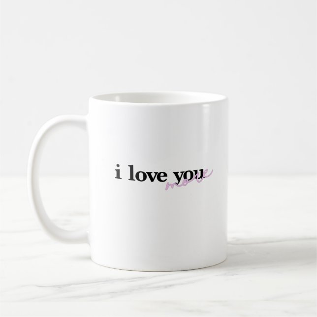 Mug Je t'aime plus Typography Design polices mixtes  (Gauche)