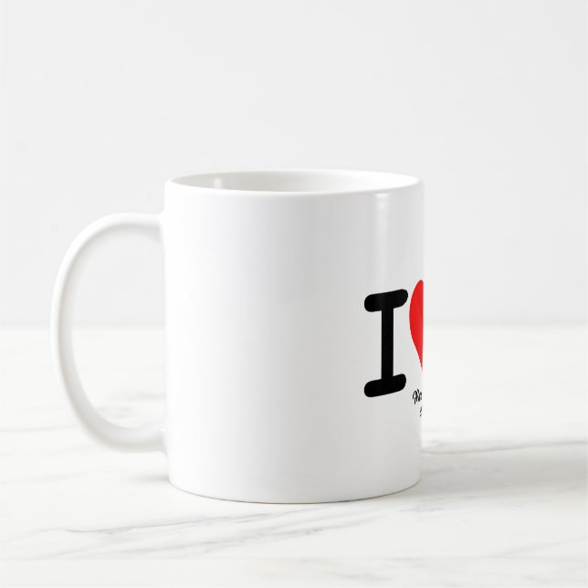 Mug Je t'aime : Red Heart Custom Names & Date (Gauche)