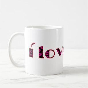 Mug Je T'Aime Romantique Pink Lipstick Kiss Typographi