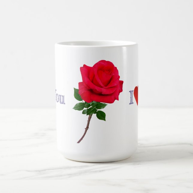 Mug Je t'aime rose rouge unique  (Centre)