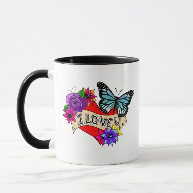 Mug Je T'Aime | Saint Valentin Coeur et Rose (Gauche)