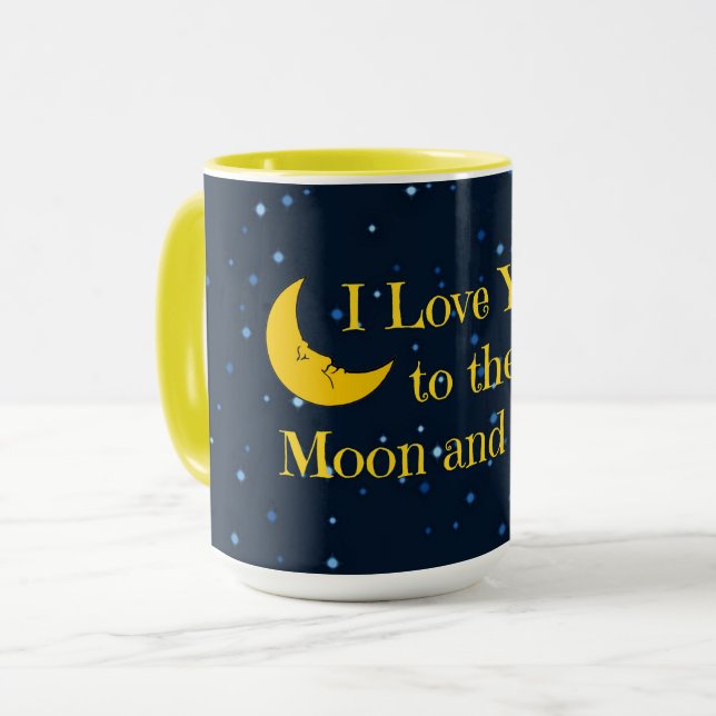 Mug Je t'aime sur la Lune et de retour (Devant gauche)