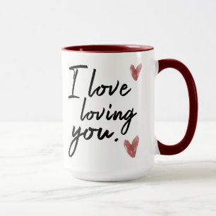 Mug "Je t'aime" Typographie avec Coeurs