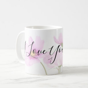 Mug Je t'aime typographie de maman sur pâle - floral
