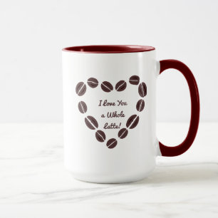 Mug Je t'aime un coeur de café en latte entier