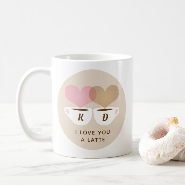 Mug Je T'Aime Un Dernier Monogramme Personnalisé Initi (Avec donut)