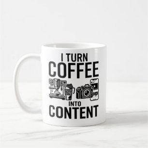 Mug Je transforme le café en contenu - Citation de cré