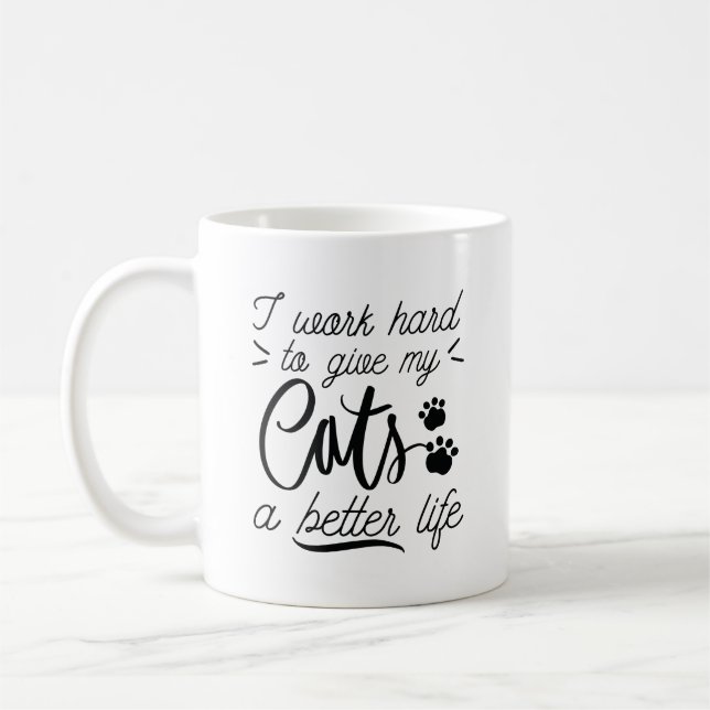 Mug Je travaille des chats durs (Gauche)