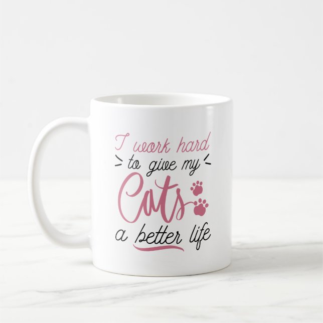 Mug Je Travaille Dur Chats (Gauche)