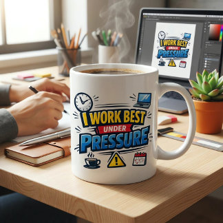 Mug Je Travaille Mieux Sous Pression Bureau Drôle Date