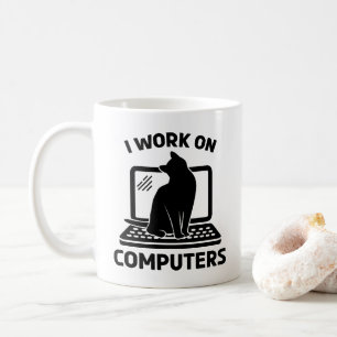 Mug Je Travaille Sur Ordinateur Amoureux de Chat Drôle