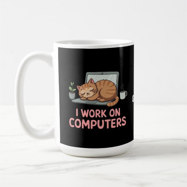 Mug Je Travaille Sur Ordinateurs Drôle Chats Ordinateu (Gauche)