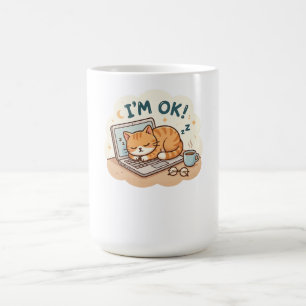 Mug Je vais bien Chat dormant Ordinateur portable Dess