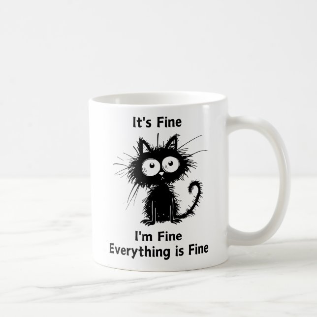 Mug Je vais bien Tout va bien, Chat drôle (Droite)