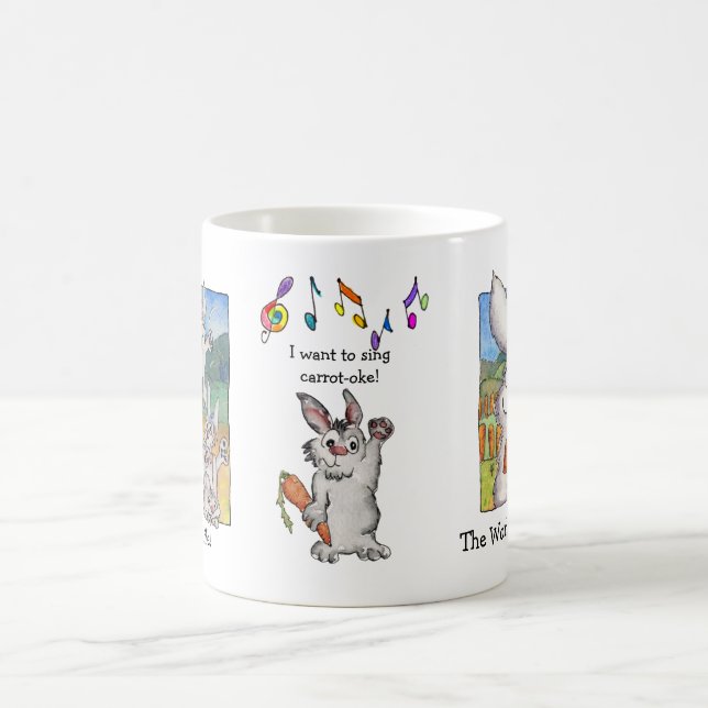 Mug Je veux chanter de la carotte, des lapins à jouet (Centre)