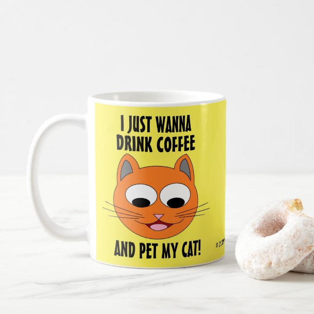 MUG JE VEUX JUSTE BOIRE DU CAFÉ ET METTRE MON CHAT ! (Avec donut)