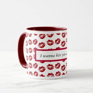 Mug Je veux t'embrasser partout sur le bâton de lèvres