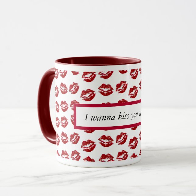 Mug Je veux t'embrasser partout sur le bâton de lèvres (Devant gauche)