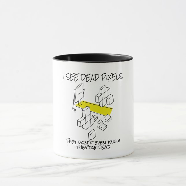 Mug JE VOIS DES PIXELS MORTS - Drôle programmeur Coder (Centre)