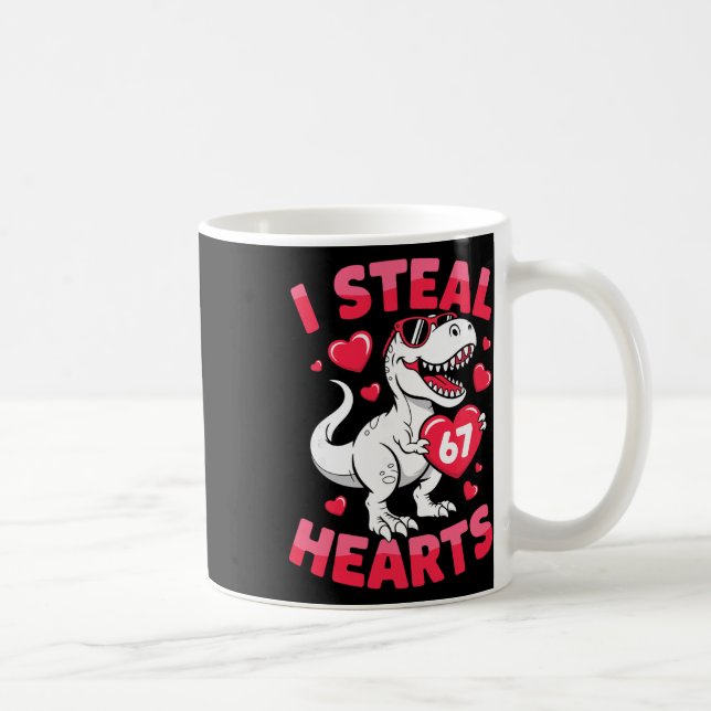 Mug Je vole 67 cœurs Drôle 67 Saint-Valentin Dinosaure (Droite)