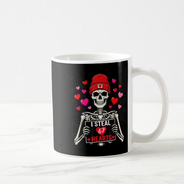 Mug Je vole 67 cœurs Saint-Valentin 67 Mème 6 7 squele (Droite)