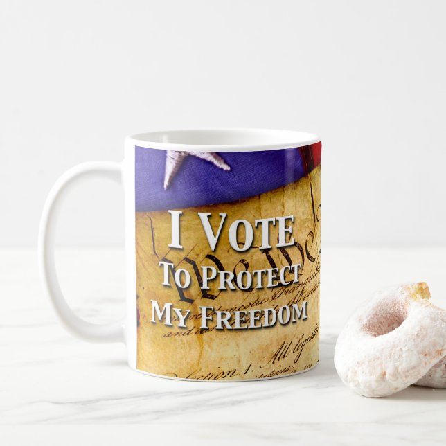 Mug Je vote pour protéger ma liberté (Avec donut)
