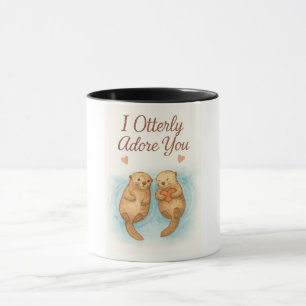 Mug Je vous adore complètement – Douce aquarelle d'amo