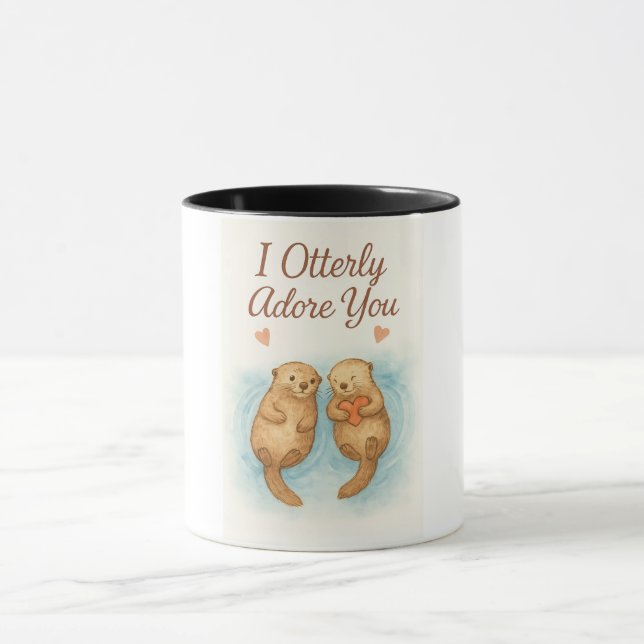 Mug Je vous adore complètement – Douce aquarelle d'amo (Centre)