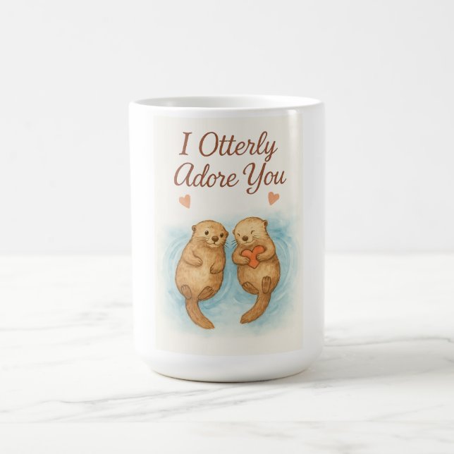 Mug Je vous adore complètement – Douce aquarelle d'amo (Centre)