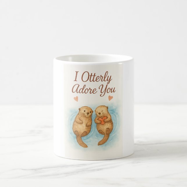 Mug Je vous adore totalement – Douce aquarelle d'amour (Centre)
