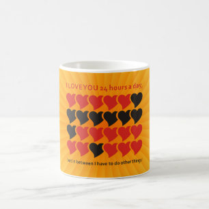 Mug JE VOUS AIME 24 heures sur 24 brillance jaune