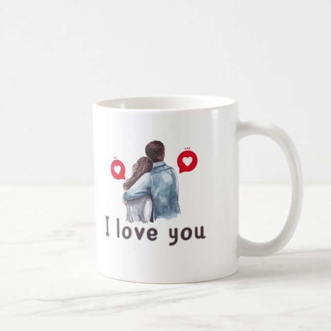 Mug Je vous aime les modèles de musiques valentine (Droite)