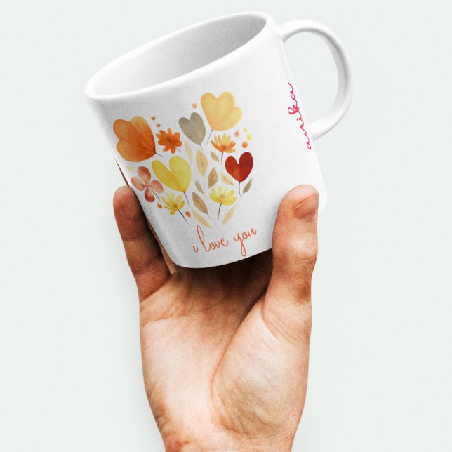 MUG "JE VOUS AIME" MINIMALIST CUSTOMISÉ BOHO PETALS (Créateur téléchargé)