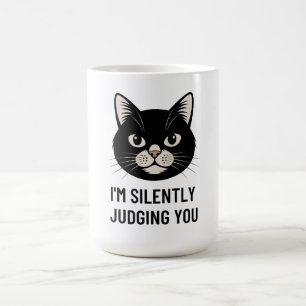 Mug Je vous juge silencieusement Drôle Chat noir sarca